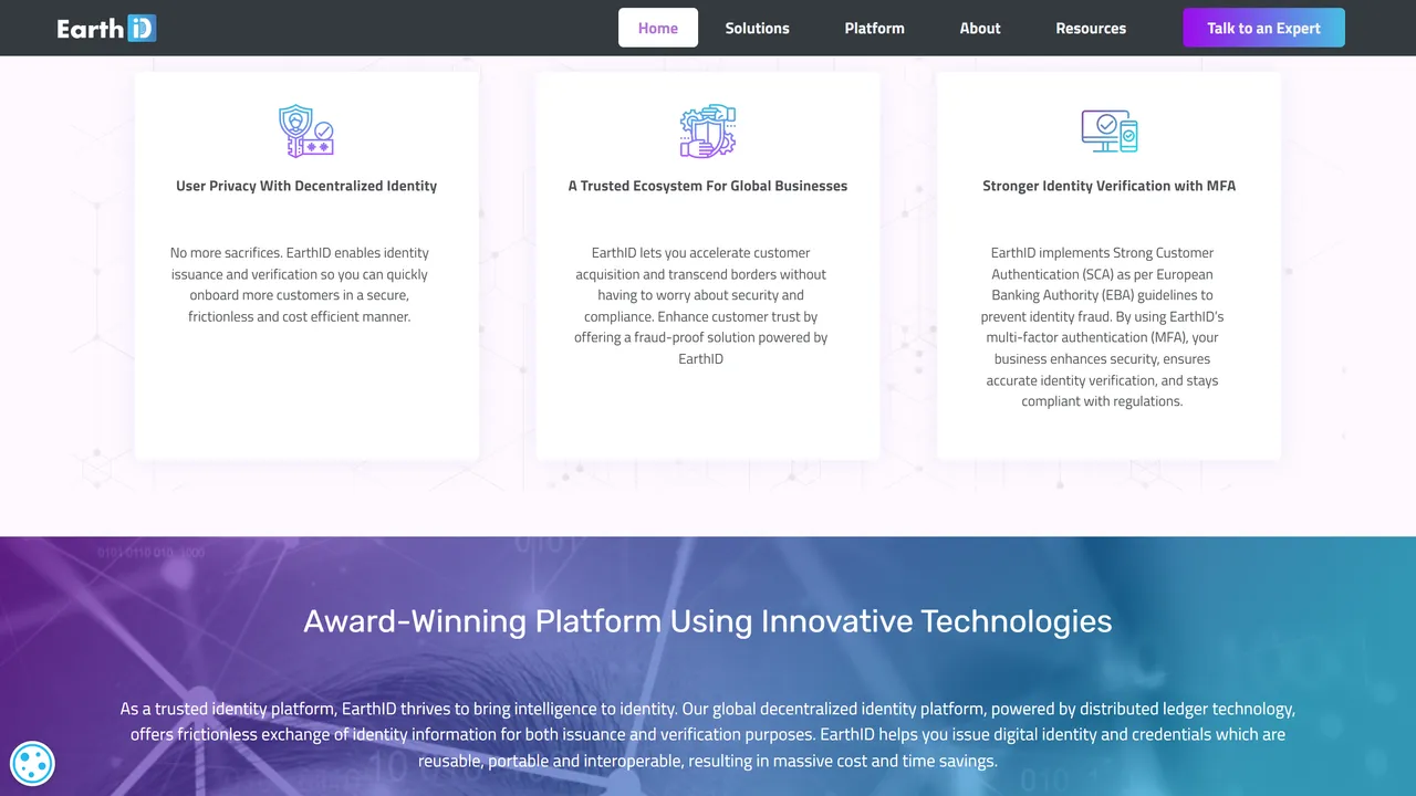 EarthID — Decentralized Identity & Verifiable Credentials — process